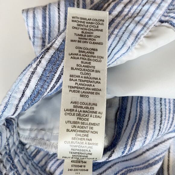 Chico's Pants Womens Size 2.5 (L 14) Linen Blend Striped Blue/White 24" Inseam - Picture 7 of 11